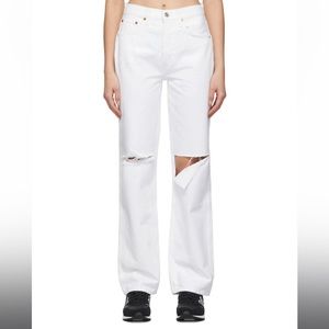 redone high rise loose jeans white